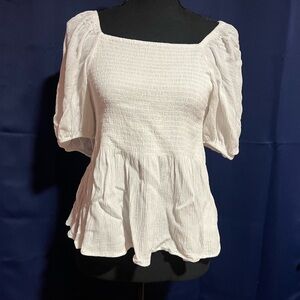 Chic White Smocked Blouse